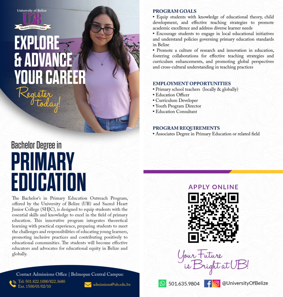 University of Belize Primary Education Outreach Program Flyer